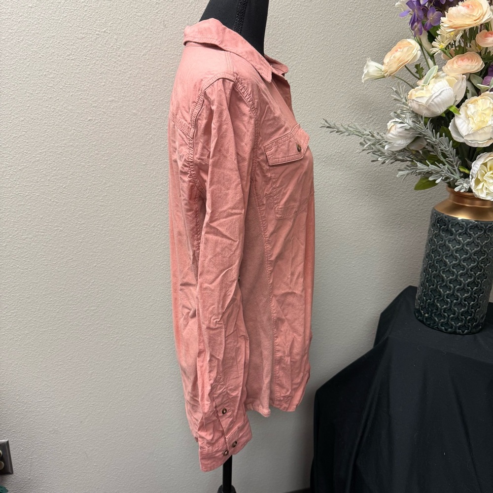 Carhartt Dusty Pink Button Front Utility Shirt L Workwear Long Sleeve Casual Top - Picture 4 of 8